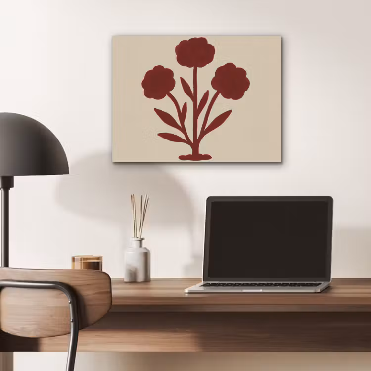 Bloemen - Bladeren - Rood - Minimalistisch PET vilt klein -sfeer5