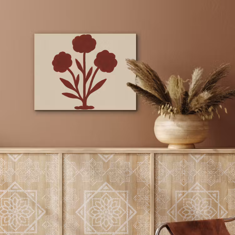Bloemen - Bladeren - Rood - Minimalistisch PET vilt klein -sfeer4