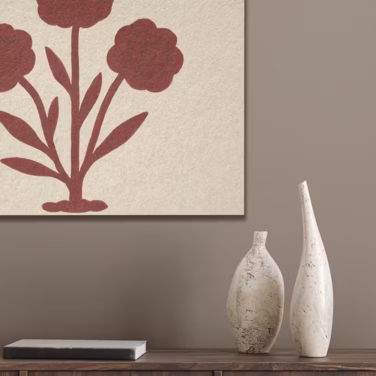 Bloemen - Bladeren - Rood - Minimalistisch PET vilt klein -sfeer6_closeup