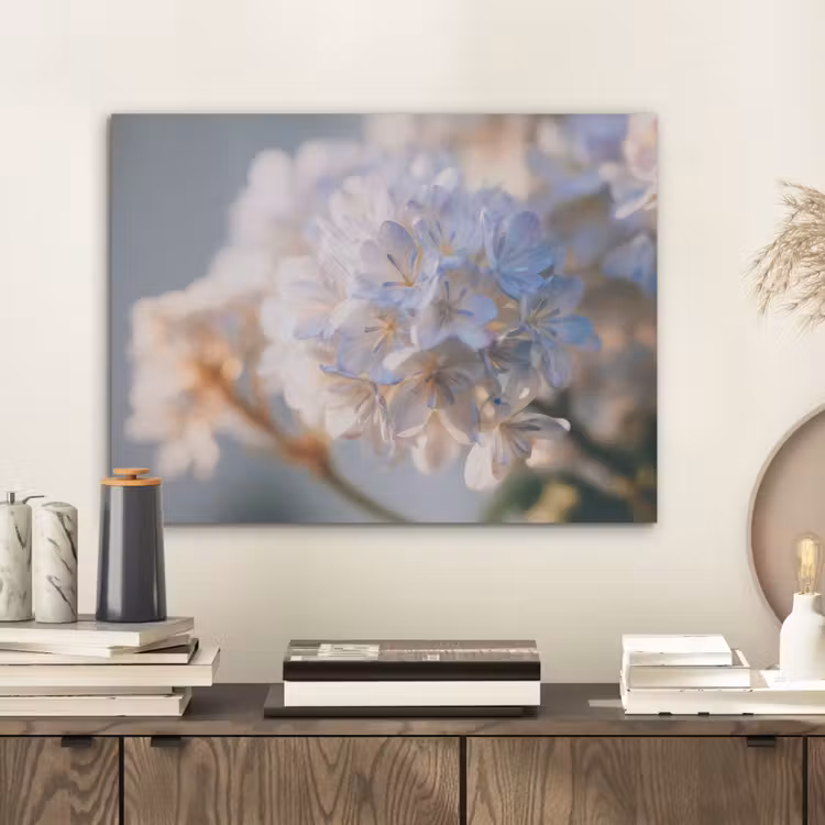 Bloemen - Lichtblauw - Wazig - Trosje PET vilt klein -sfeer1