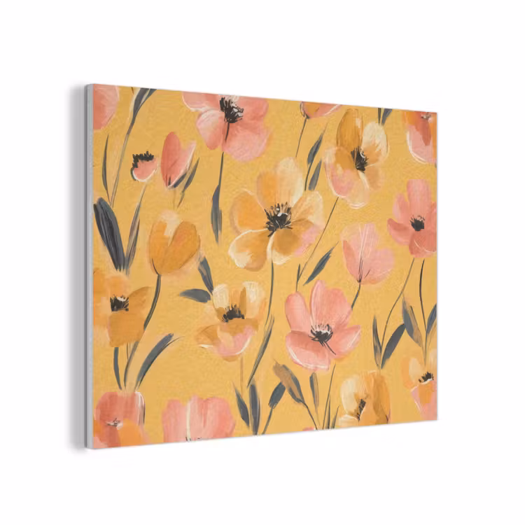 Bloemen - Geschilderd - Geel PET vilt klein -3d