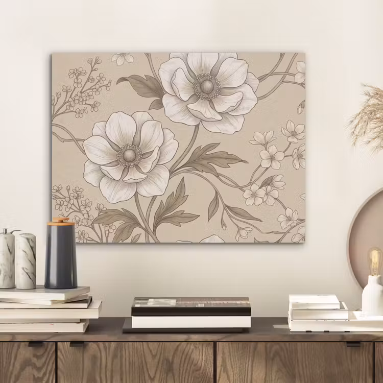 Bloemen - Patroon - Beige PET vilt klein -sfeer1