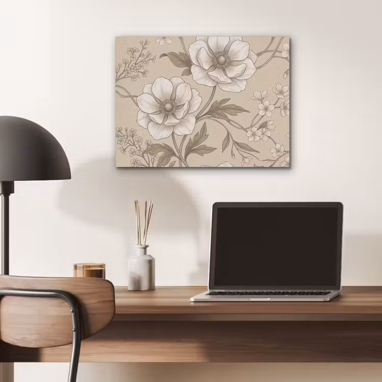 Bloemen - Patroon - Beige PET vilt klein -sfeer5
