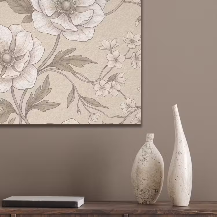 Bloemen - Patroon - Beige PET vilt klein -sfeer6_closeup