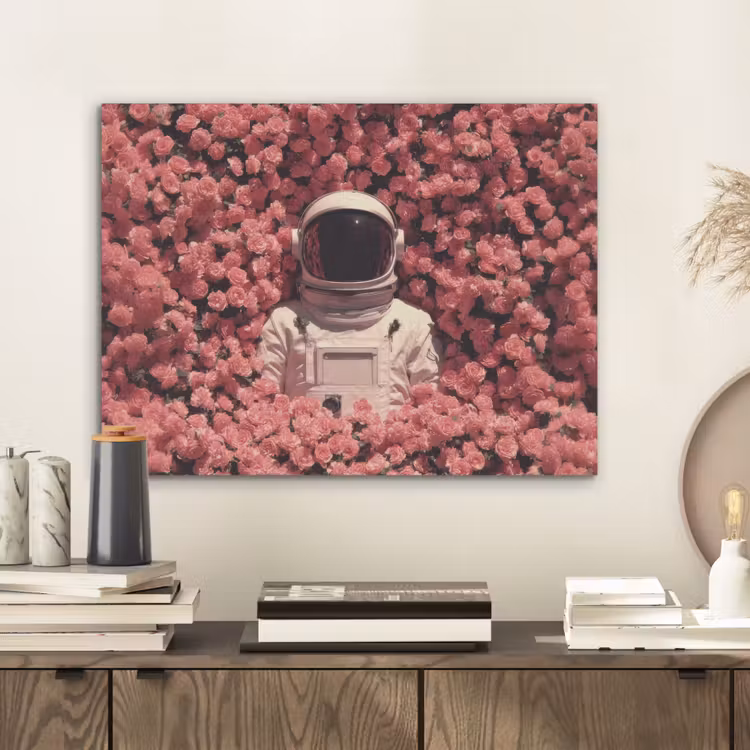 Bloemen - Roze - Astronaut PET vilt klein -sfeer1