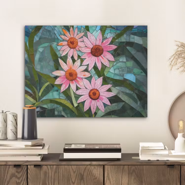 Bloemen - Roze - Glasmozaïek PET vilt klein -sfeer1