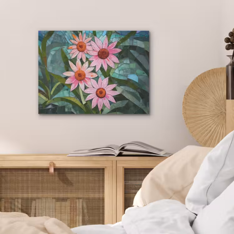 Bloemen - Roze - Glasmozaïek PET vilt klein -sfeer3