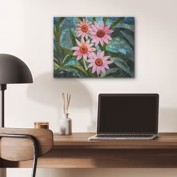 Bloemen - Roze - Glasmozaïek PET vilt klein -sfeer5