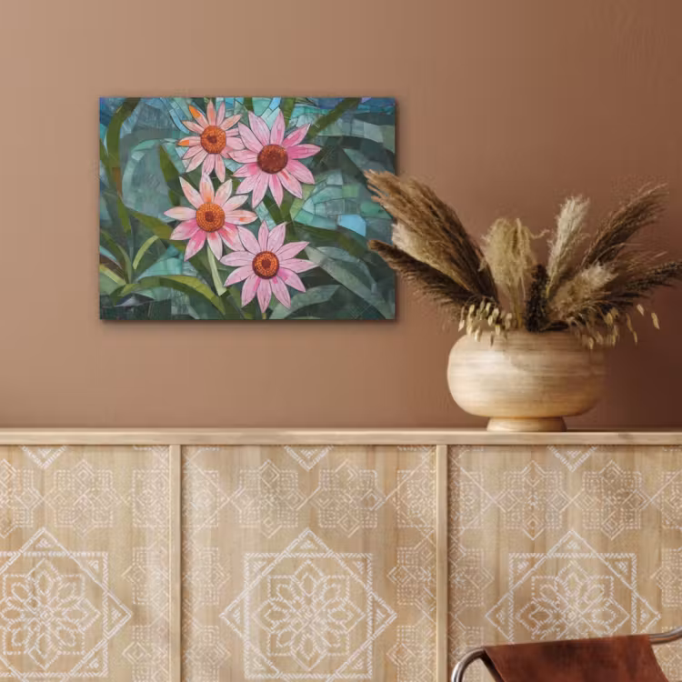 Bloemen - Roze - Glasmozaïek PET vilt klein -sfeer4