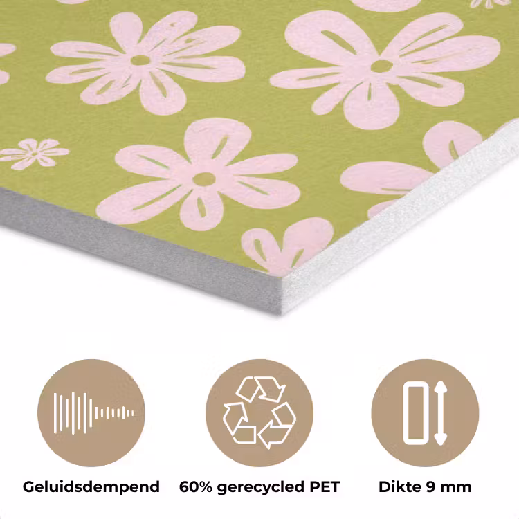 Bloemen - Roze - Getekend - Patroon PET vilt klein -closeup_NL