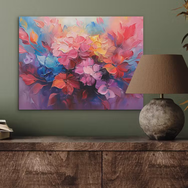 Bloemen - Roze - Watercolor - Kunst PET vilt klein -sfeer2