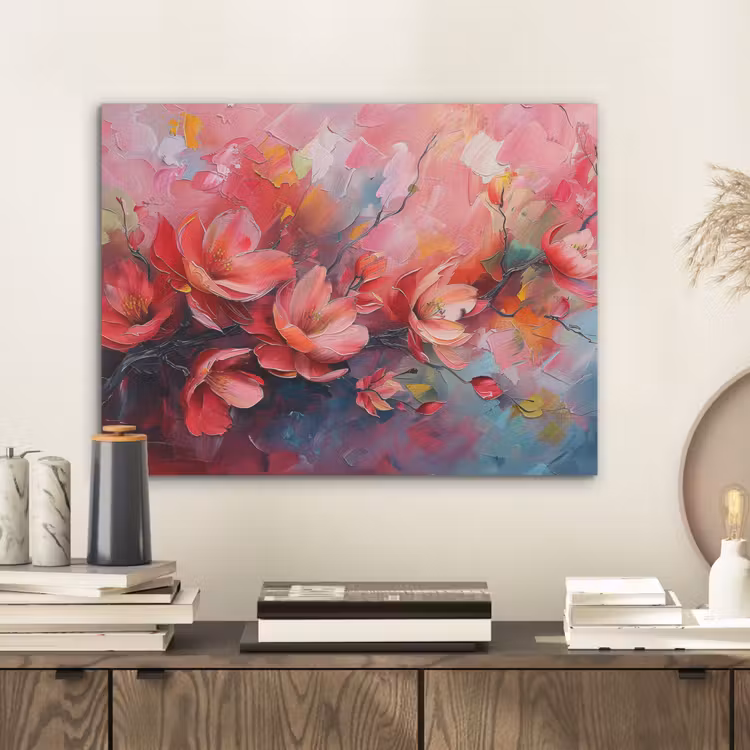 Bloemen - Roze - Watercolor - Natuur- Kunst PET vilt klein -sfeer1