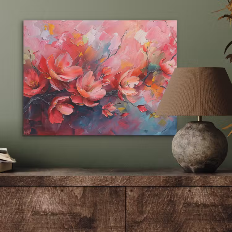 Bloemen - Roze - Watercolor - Natuur- Kunst PET vilt klein -sfeer2