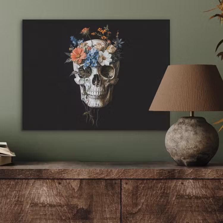 Bloemen - Schedel - Kleurrijk PET vilt klein -sfeer2