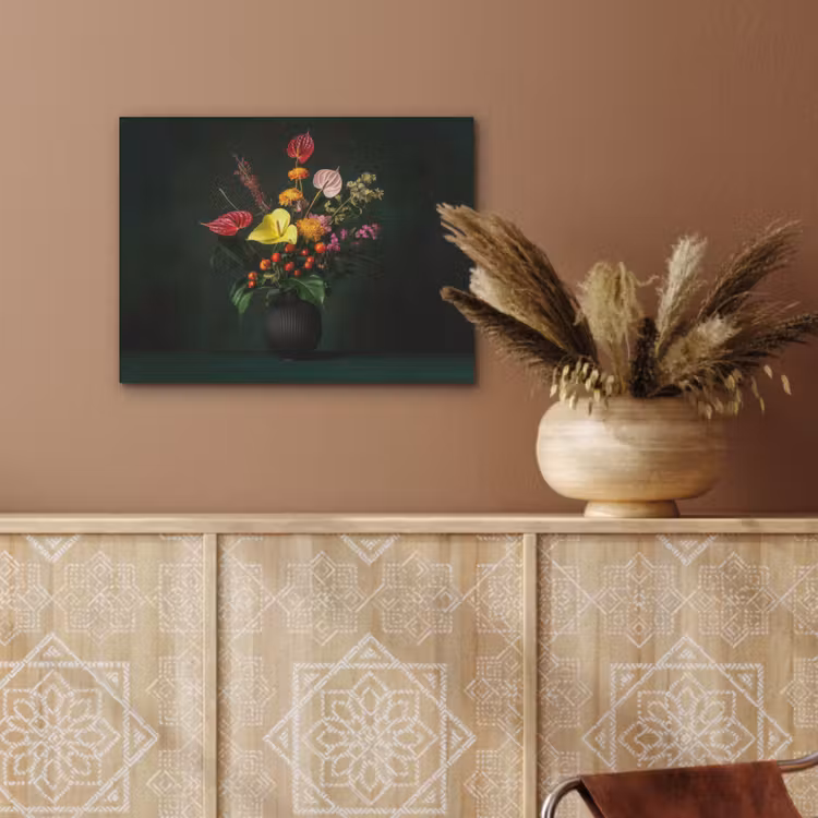 Bloemen - Vaas - Zwart PET vilt klein -sfeer4