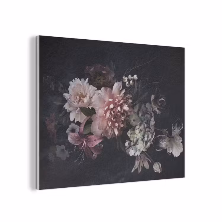Bloemen - Vintage - Pastel - Zwart - Boeket PET vilt klein -3d