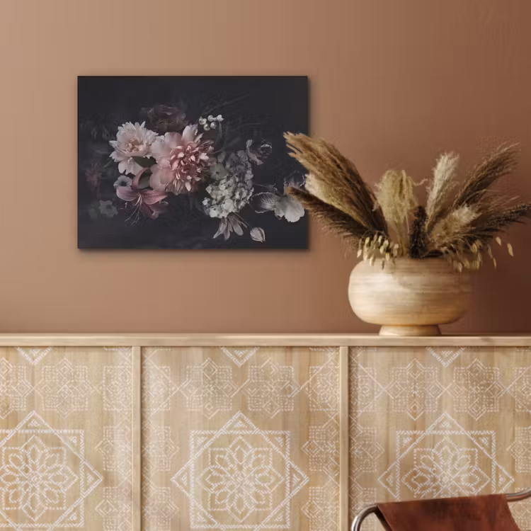 Bloemen - Vintage - Pastel - Zwart - Boeket PET vilt klein -sfeer4