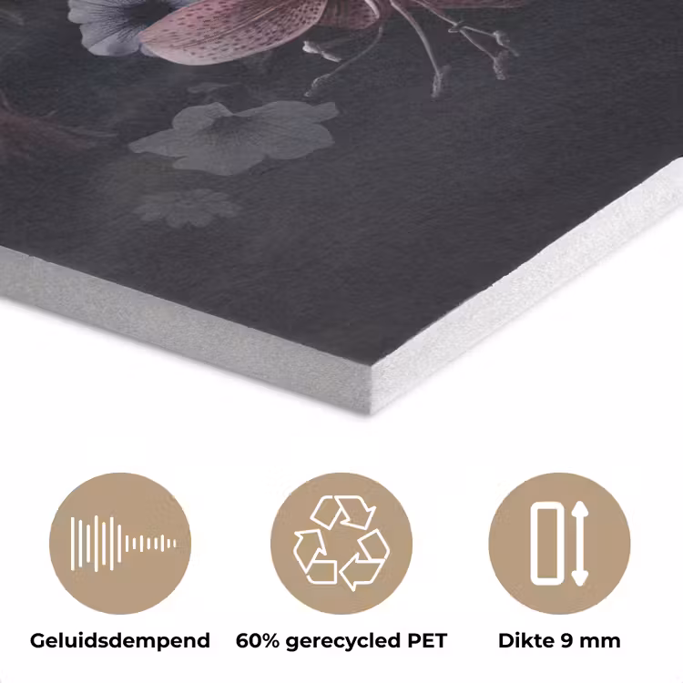 Bloemen - Vintage - Pastel - Zwart - Boeket PET vilt klein -closeup_NL