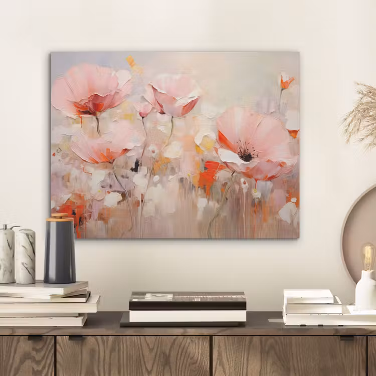 Bloemen - Watercolor - Roze - Abstract - Kunst PET vilt klein -sfeer1