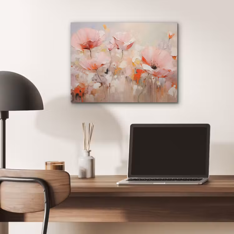 Bloemen - Watercolor - Roze - Abstract - Kunst PET vilt klein -sfeer5