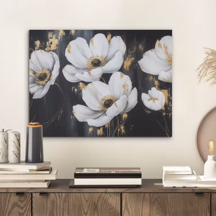 Bloemen - Wit - Abstract PET vilt klein -sfeer1