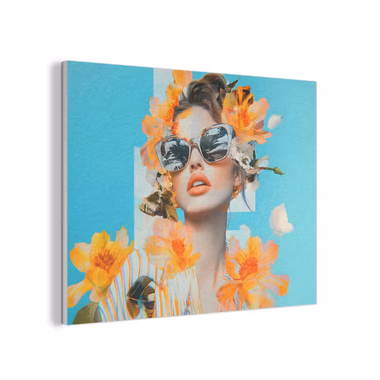 Bloemen - Vrouw - Zonnebril - Blauw PET vilt klein -3d