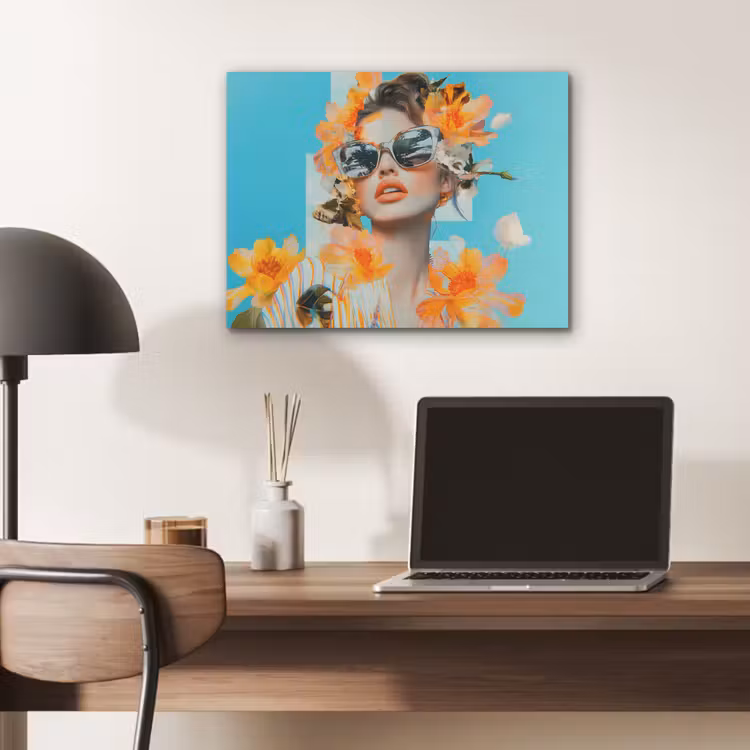 Bloemen - Vrouw - Zonnebril - Blauw PET vilt klein -sfeer5