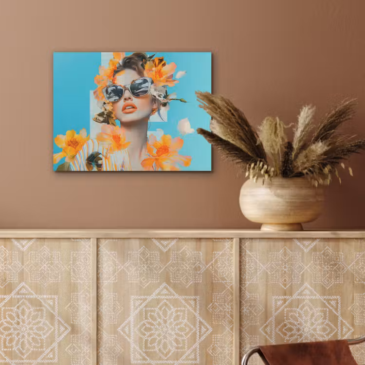 Bloemen - Vrouw - Zonnebril - Blauw PET vilt klein -sfeer4