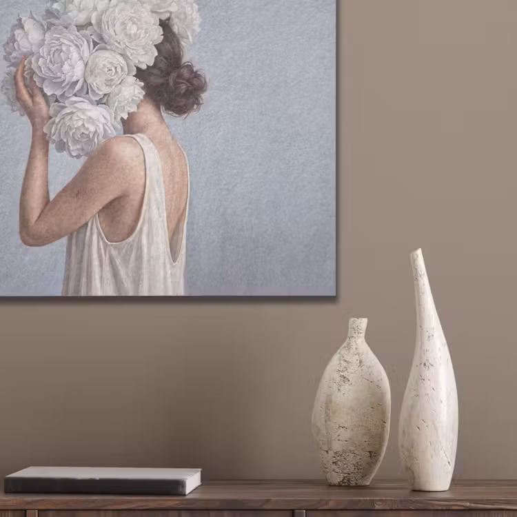 Bloemen - Vrouw - Wit PET vilt klein -sfeer6_closeup