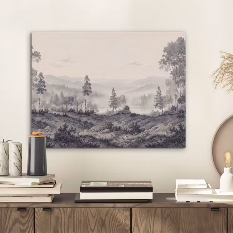 Mistig - Berglandschap - Illustratie PET vilt klein -sfeer1
