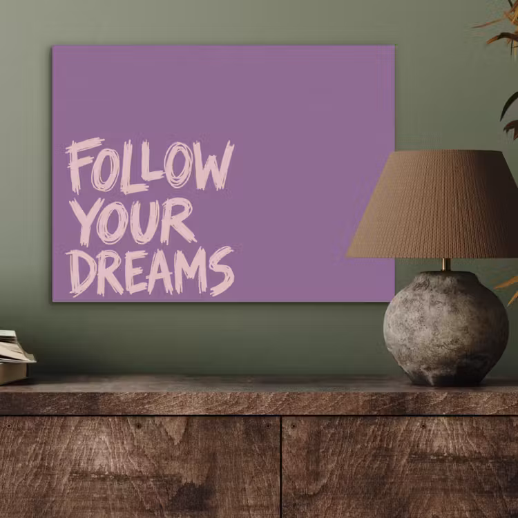 Follow your dreams - Paars - Penseeltextuur PET vilt klein -sfeer2