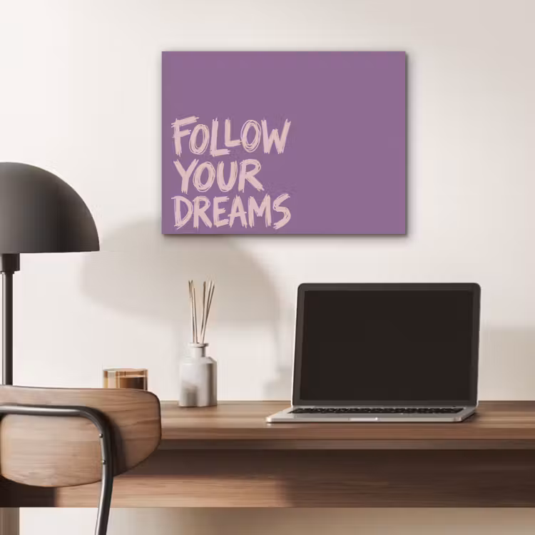 Follow your dreams - Paars - Penseeltextuur PET vilt klein -sfeer5