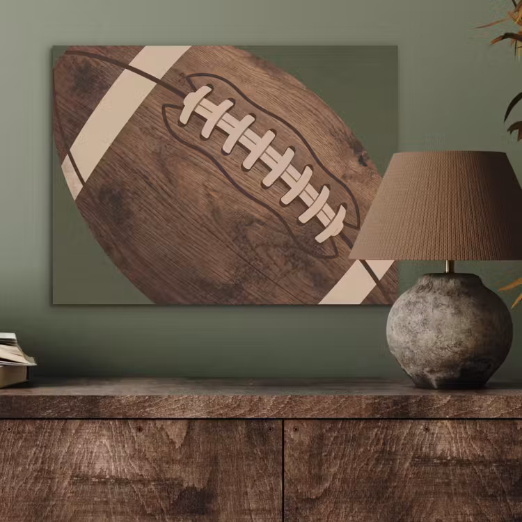 Football - Hout - Sport - Groen PET vilt klein -sfeer2