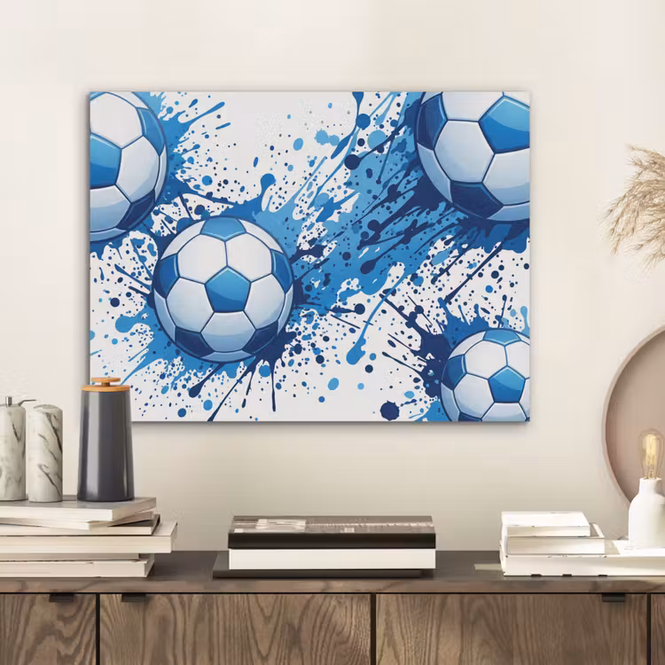 Voetballen - Verf - Sport - Blauw PET vilt klein -sfeer1