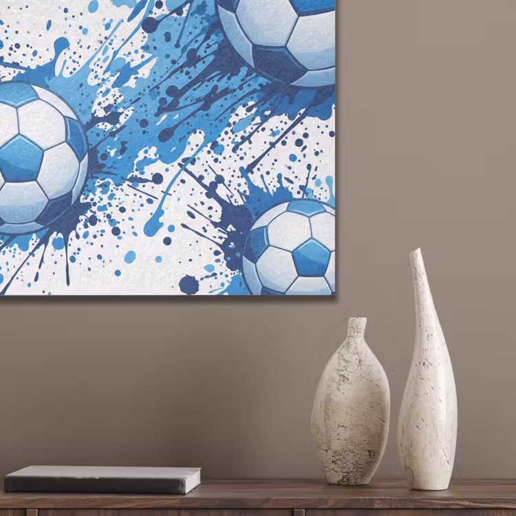 Voetballen - Verf - Sport - Blauw PET vilt klein -sfeer6_closeup