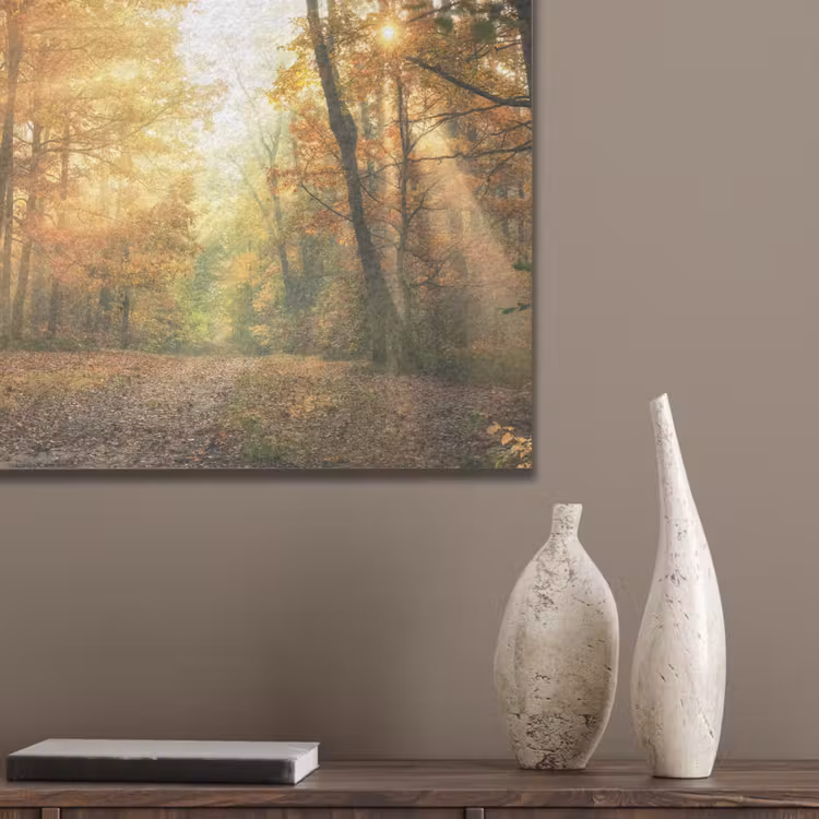 Bos - Herfst - Zon - Landschap - Natuur - Bomen - Bladeren PET vilt klein -sfeer6_closeup
