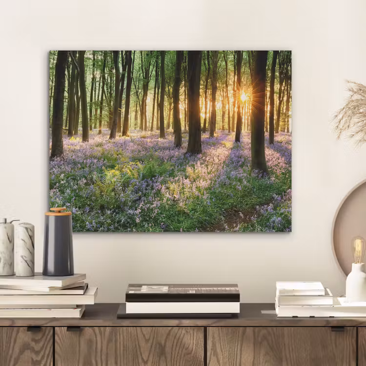 Bos - Bloemen - Lavendel - Zon - Paars - Natuur PET vilt klein -sfeer1