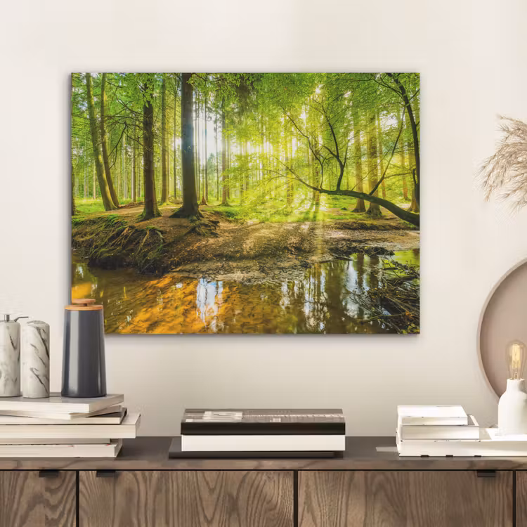 Bos - Landschap - Water - Bomen - Zon - Groen - Natuur PET vilt klein -sfeer1