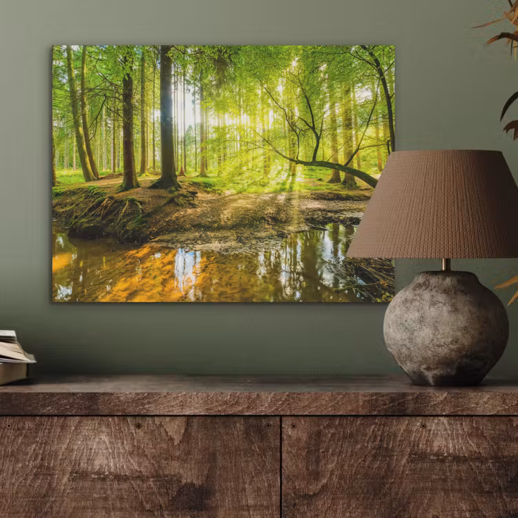 Bos - Landschap - Water - Bomen - Zon - Groen - Natuur PET vilt klein -sfeer2