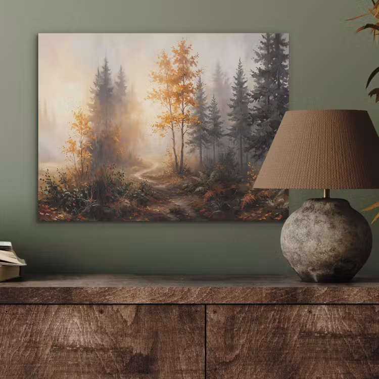 Bospad - Herfstbladeren - Natuur - Schilderachtig - Oranje PET vilt klein -sfeer2