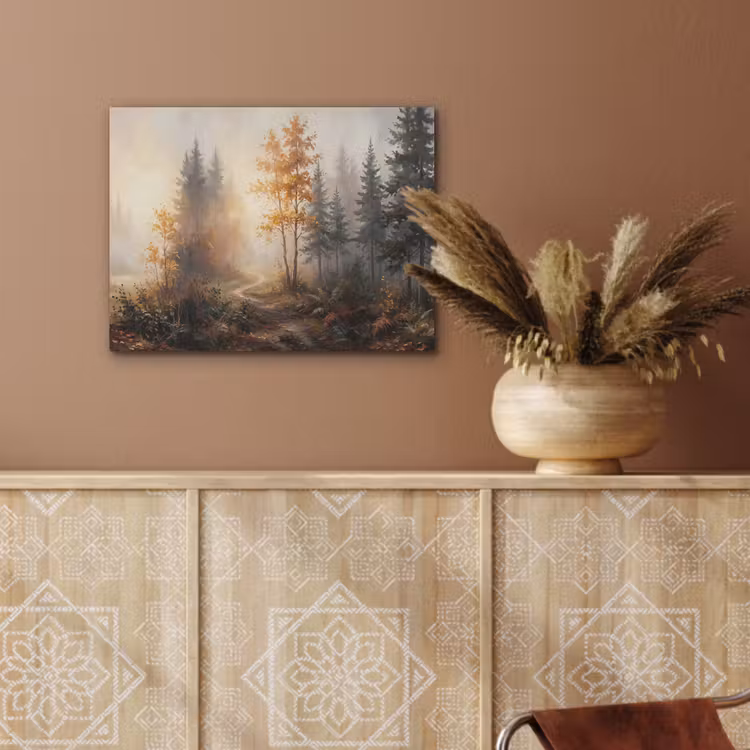 Bospad - Herfstbladeren - Natuur - Schilderachtig - Oranje PET vilt klein -sfeer4