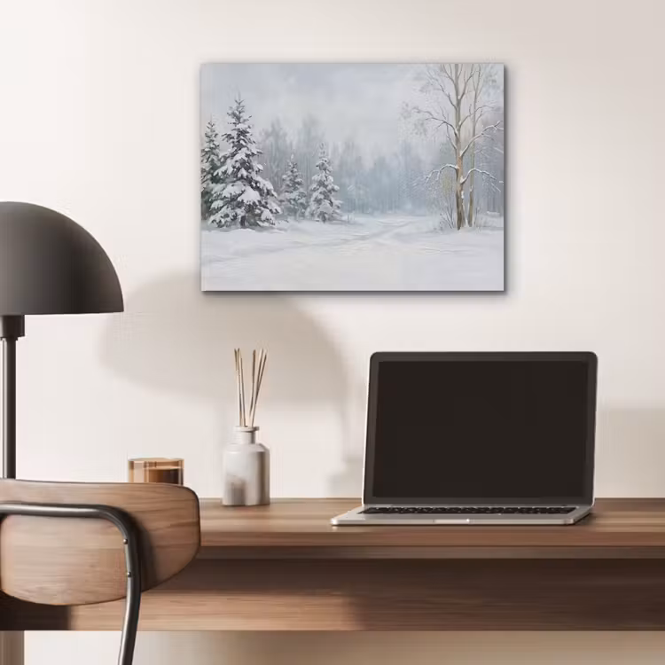 Bospad - Dennen - Sneeuw - Winter - Rustgevend PET vilt klein -sfeer5