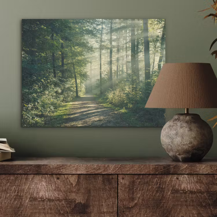 Bos - Pad - Zon - Bomen - Groen - Natuur PET vilt klein -sfeer2