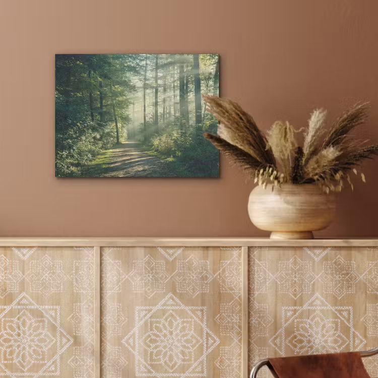Bos - Pad - Zon - Bomen - Groen - Natuur PET vilt klein -sfeer4