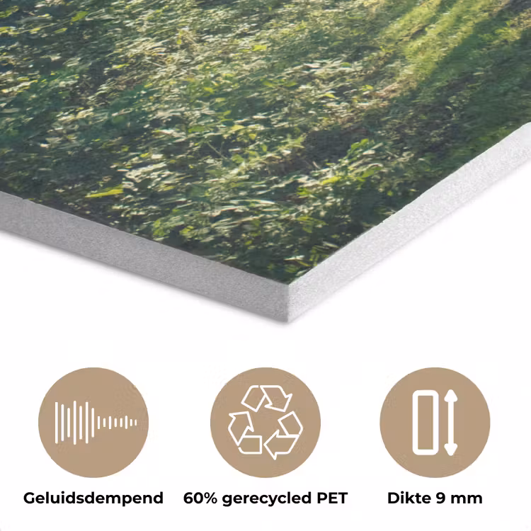 Bos - Pad - Zon - Bomen - Groen - Natuur PET vilt klein -closeup_NL
