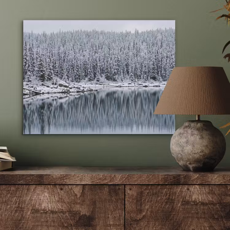 Bos - Reflectie - Meer - Winter - Serene PET vilt klein -sfeer2