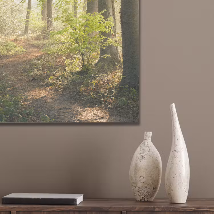 Bos - Bomen - Pad - Zon - Planten - Bladeren - Natuur PET vilt klein -sfeer6_closeup
