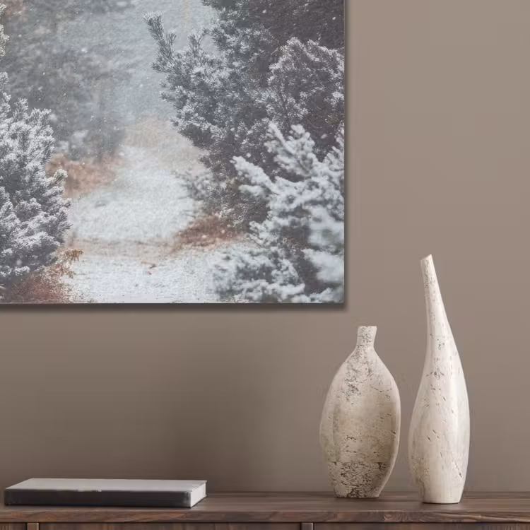 Bos - Winter - Bomen - Natuur - Pad - Sneeuw PET vilt klein -sfeer6_closeup