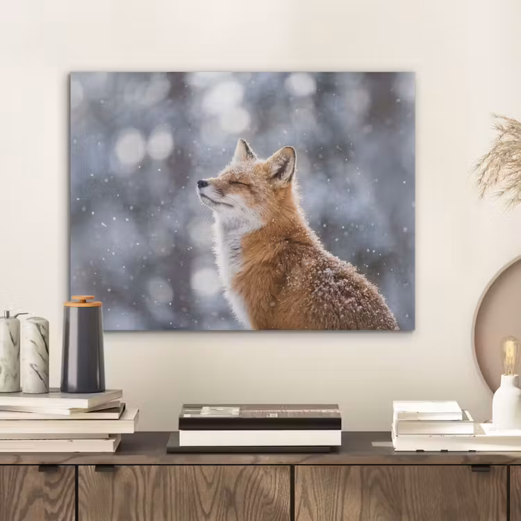 Vos - Sneeuwval - Portret - Winter - Sfeervol PET vilt klein -sfeer1