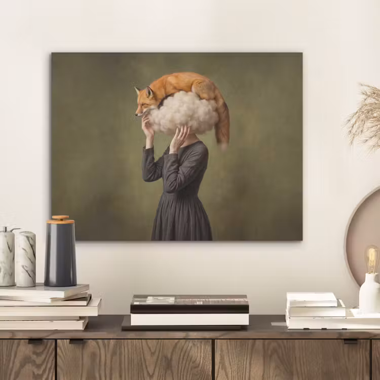 Vos - Surrealistisch - Groen PET vilt klein -sfeer1